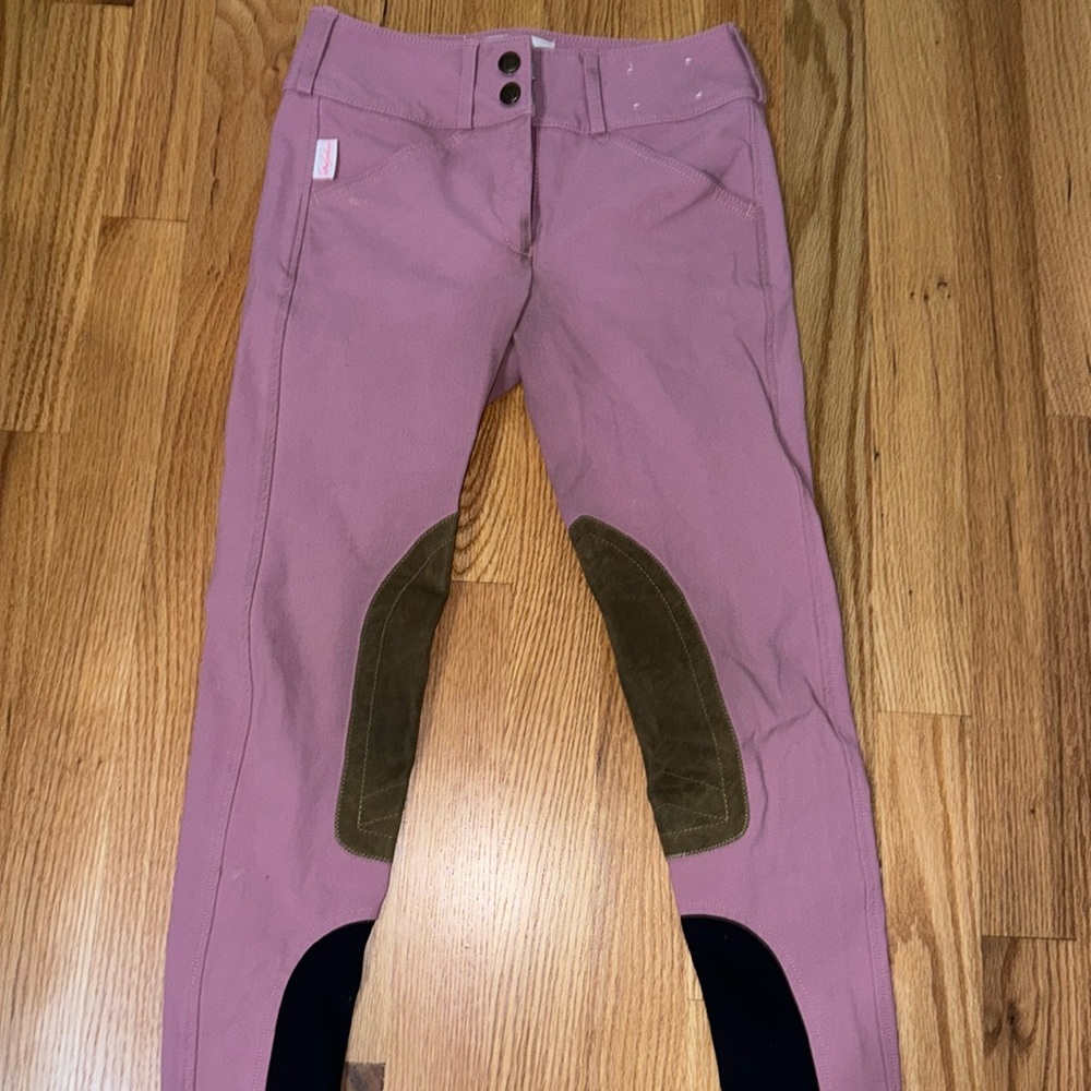 Tailored Sportsman Girls Sock Bottom Trophy Hunter Breeches Rosa/Tan Pink 12R